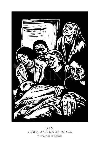 Metal Print - Traditional Stations of the Cross 14 - The Body of Jesus is Laid in the Tomb by Julie Lonneman - Trinity Stores