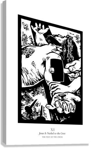 Canvas Print - Traditional Stations of the Cross 11 - Jesus is Nailed to the Cross by Julie Lonneman - Trinity Stores
