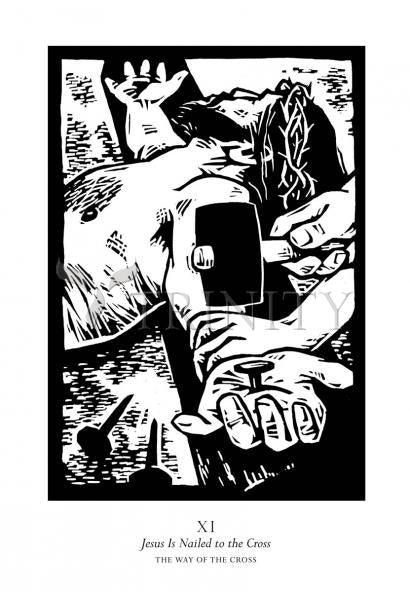 Metal Print - Traditional Stations of the Cross 11 - Jesus is Nailed to the Cross by Julie Lonneman - Trinity Stores