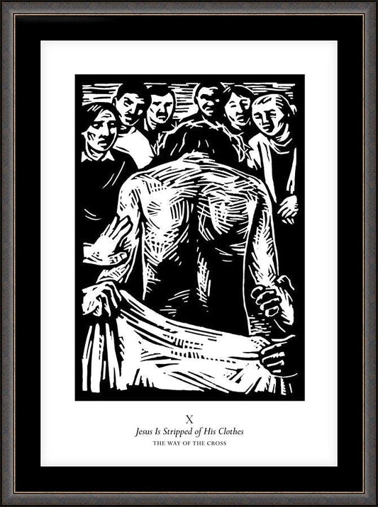 Wall Frame Espresso, Matted - Traditional Stations of the Cross 10 - Jesus is Stripped of His Clothes by Julie Lonneman - Trinity Stores
