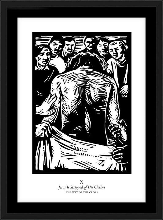 Wall Frame Black, Matted - Traditional Stations of the Cross 10 - Jesus is Stripped of His Clothes by Julie Lonneman - Trinity Stores