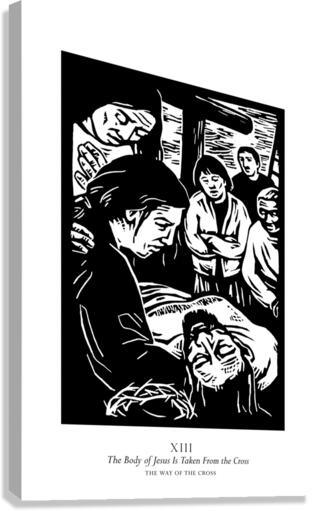 Canvas Print - Traditional Stations of the Cross 13 - The Body of Jesus is Taken From the Cross by Julie Lonneman - Trinity Stores
