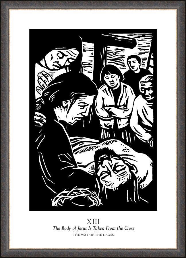 Wall Frame Espresso - Traditional Stations of the Cross 13 - The Body of Jesus is Taken From the Cross by Julie Lonneman - Trinity Stores