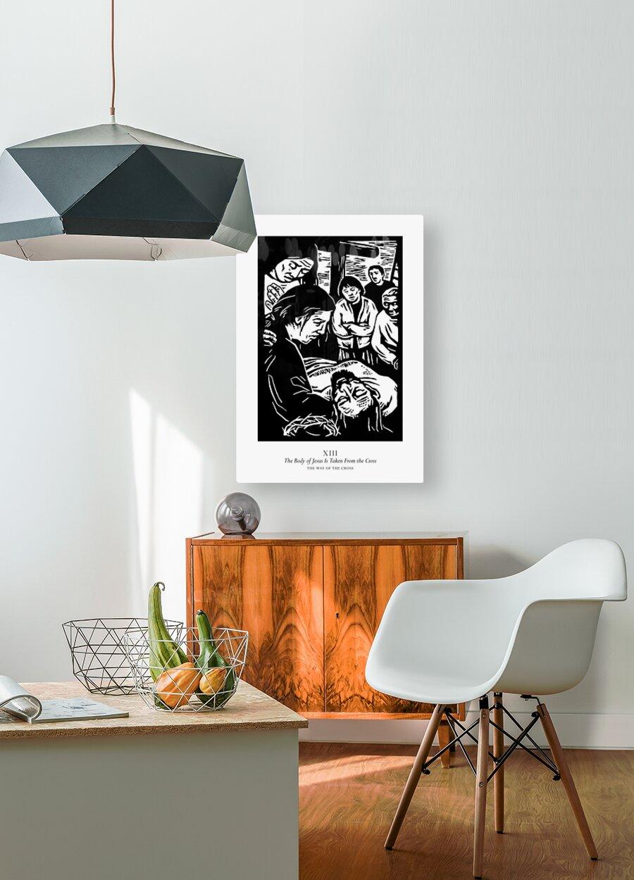 Metal Print - Traditional Stations of the Cross 13 - The Body of Jesus is Taken From the Cross by Julie Lonneman - Trinity Stores