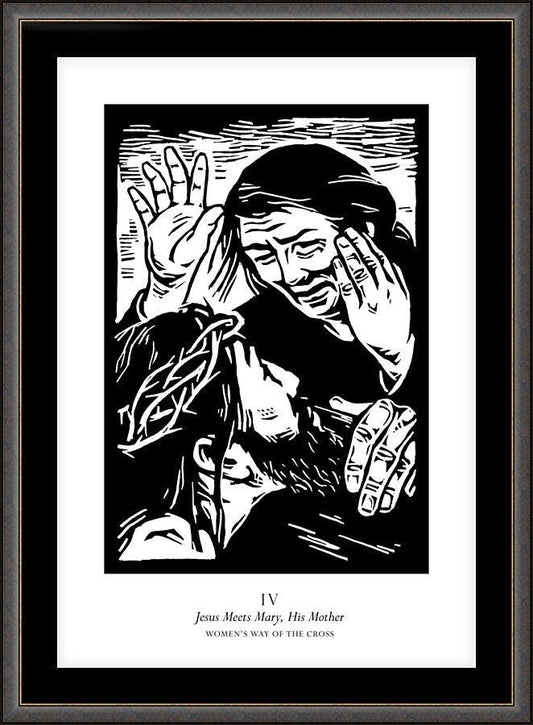 Wall Frame Espresso, Matted - Women's Stations of the Cross 04 - Jesus Meets Mary, His Mother by Julie Lonneman - Trinity Stores