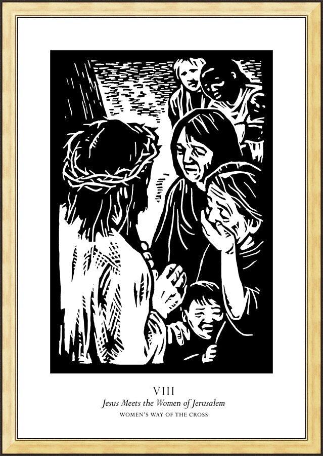 Wall Frame Gold - Women's Stations of the Cross 08 - Jesus Meets the Women of Jerusalem by Julie Lonneman - Trinity Stores