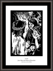 Wall Frame Espresso - Traditional Stations of the Cross 08 - Jesus Meets the Women of Jerusalem by J. Lonneman