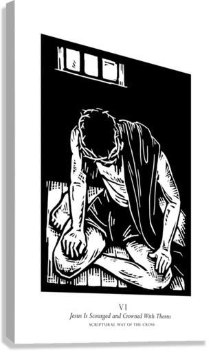 Canvas Print - Scriptural Stations of the Cross 06 - Jesus is Scourged and Crowned With Thorns by Julie Lonneman - Trinity Stores