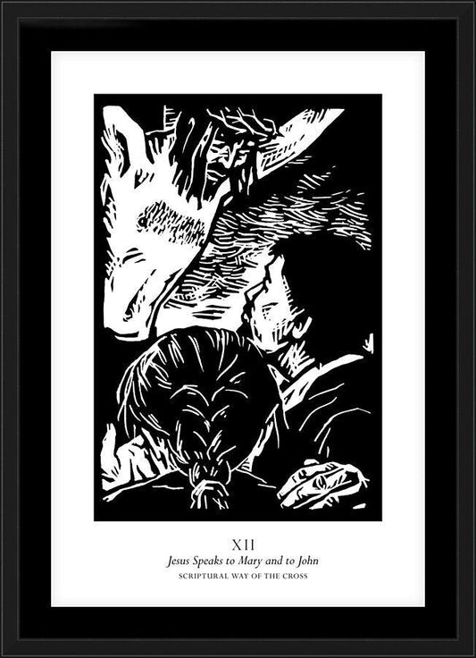 Wall Frame Black, Matted - Scriptural Stations of the Cross 12 - Jesus Speaks to Mary and to John by Julie Lonneman - Trinity Stores