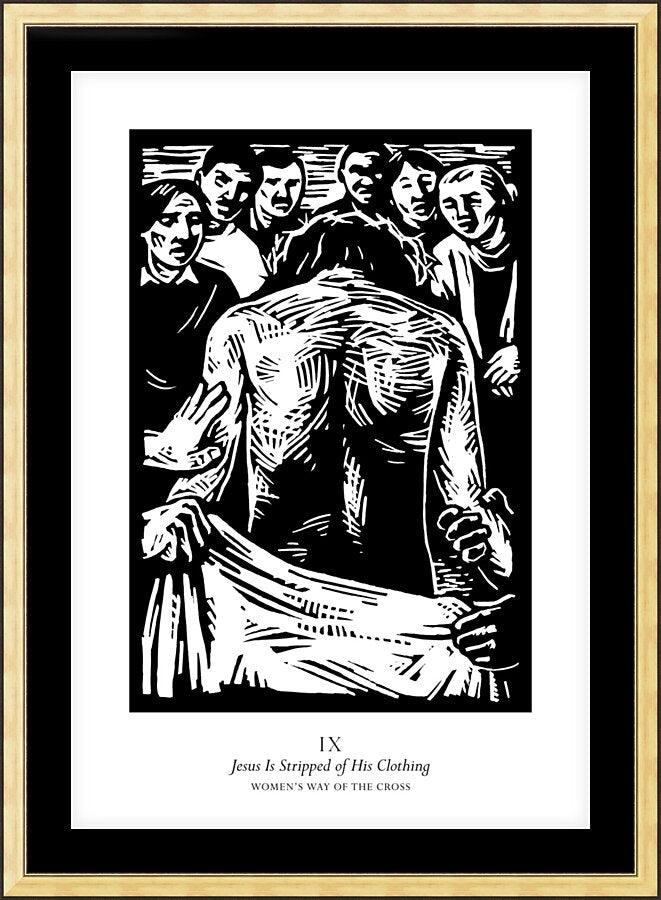 Wall Frame Gold, Matted - Women's Stations of the Cross 09 - Jesus is Stripped of His Clothing by Julie Lonneman - Trinity Stores