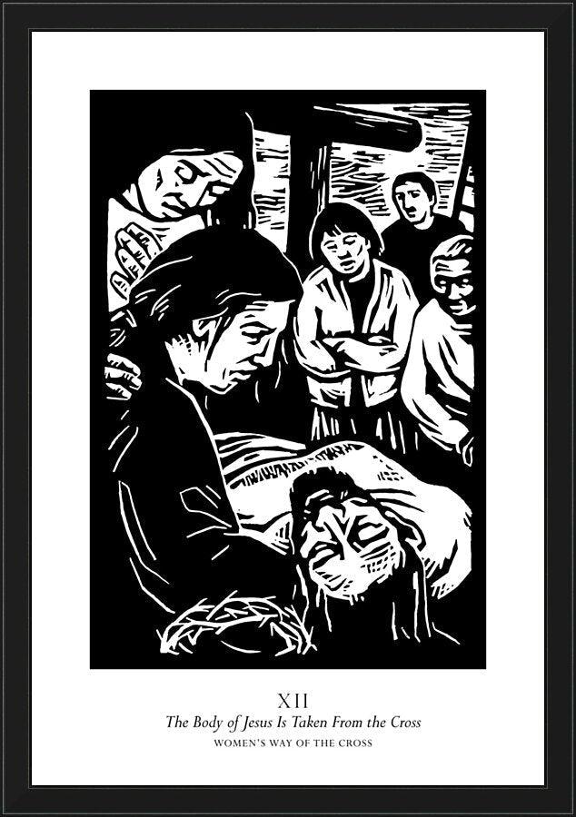 Wall Frame Black - Women's Stations of the Cross 12 - The Body of Jesus is Taken From the Cross by Julie Lonneman - Trinity Stores