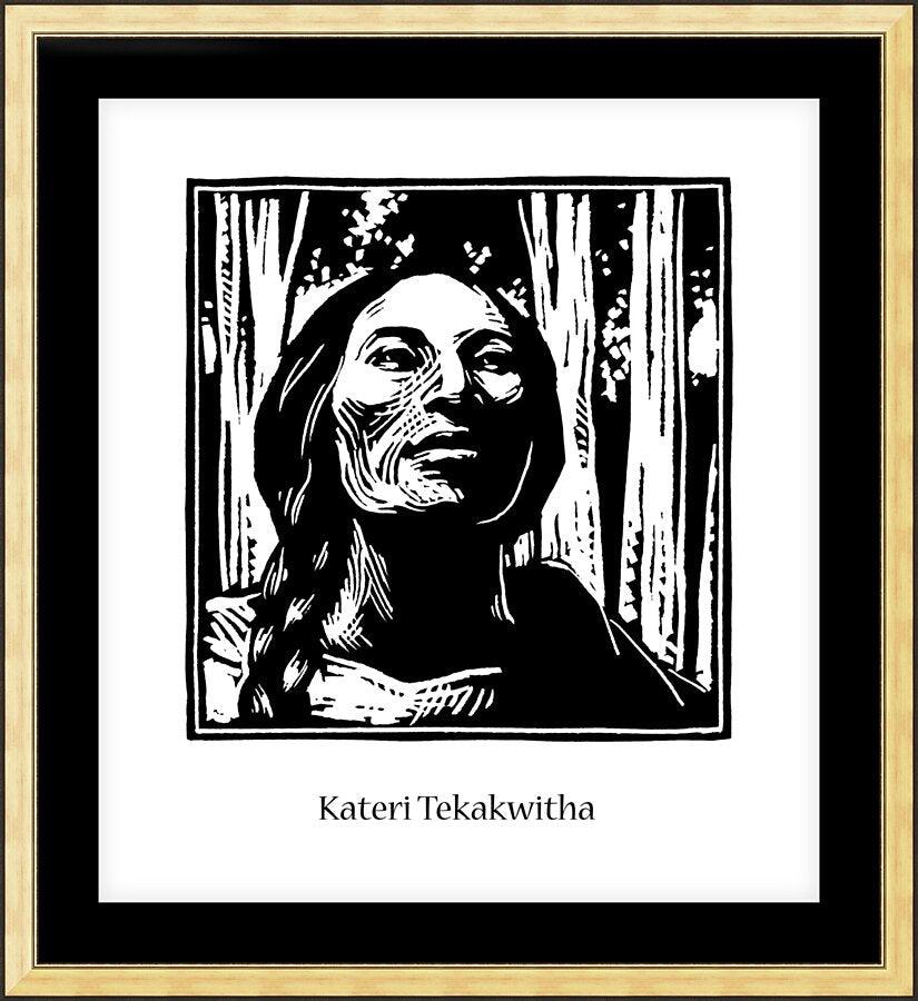 Wall Frame Gold, Matted - St. Kateri Tekakwitha by Julie Lonneman - Trinity Stores