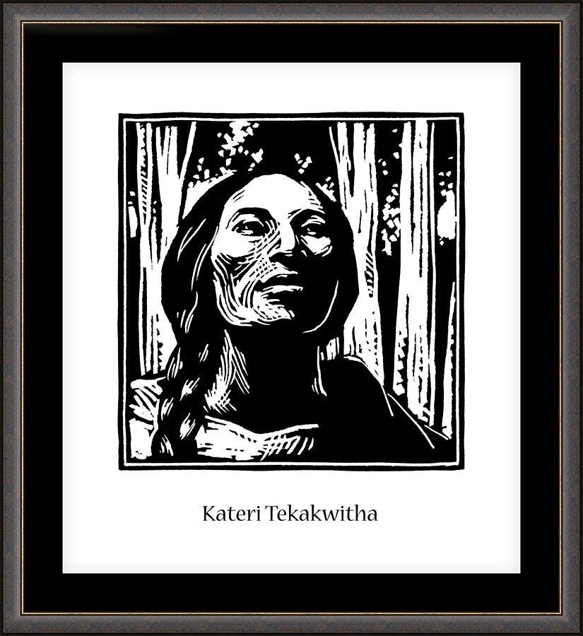 Wall Frame Espresso, Matted - St. Kateri Tekakwitha by Julie Lonneman - Trinity Stores