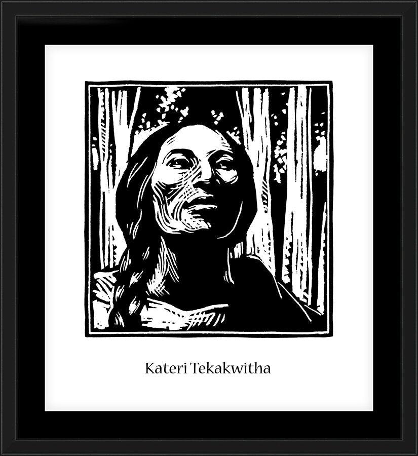 Wall Frame Black, Matted - St. Kateri Tekakwitha by Julie Lonneman - Trinity Stores