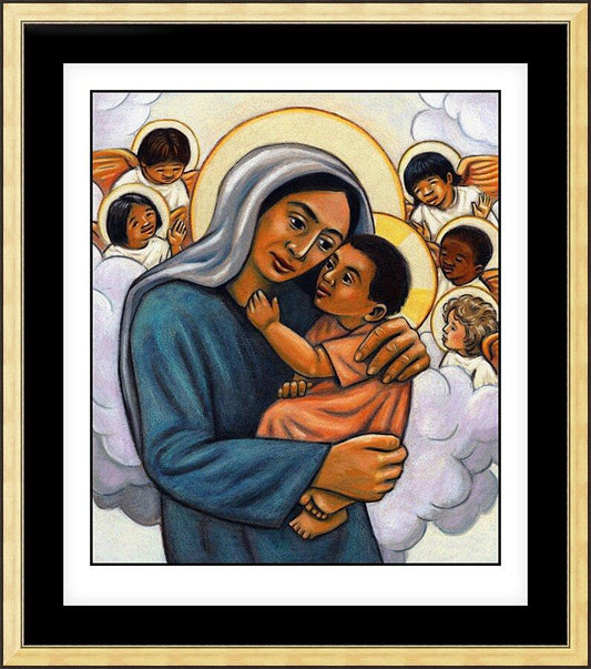 Wall Frame Gold, Matted - Madonna and Child with Cherubs by Julie Lonneman - Trinity Stores