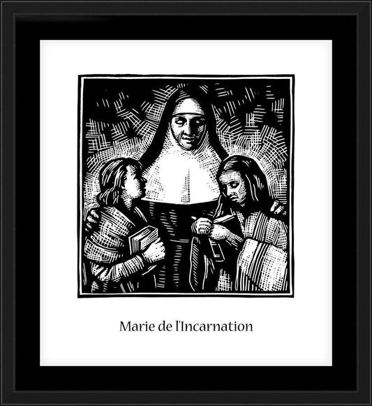 Wall Frame Black, Matted - St. Marie of the Incarnation by Julie Lonneman - Trinity Stores