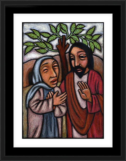Wall Frame Black, Matted - Lent, 5th Sunday - Martha Pleads With Jesus by Julie Lonneman - Trinity Stores