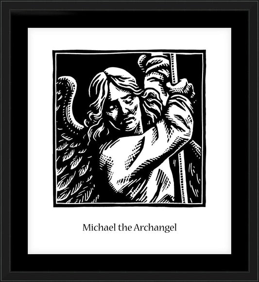 Wall Frame Black, Matted - St. Michael Archangel by J. Lonneman