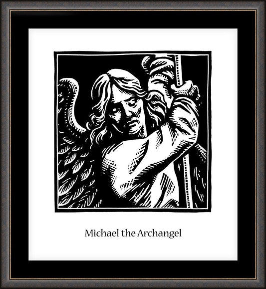 Wall Frame Espresso, Matted - St. Michael Archangel by J. Lonneman