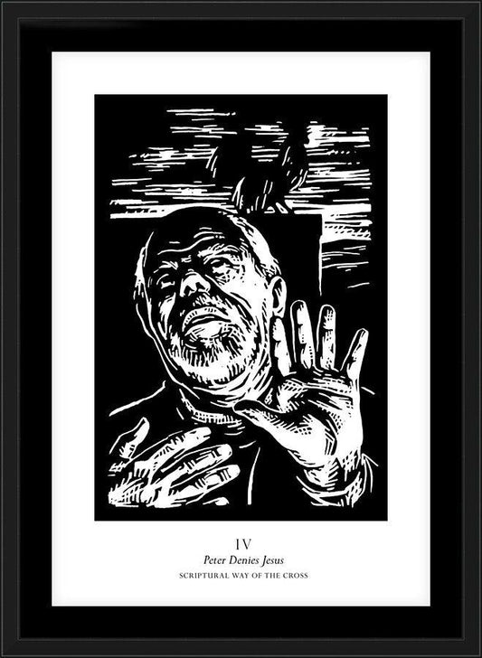 Wall Frame Black, Matted - Scriptural Stations of the Cross 04 - Peter Denies Jesus by Julie Lonneman - Trinity Stores