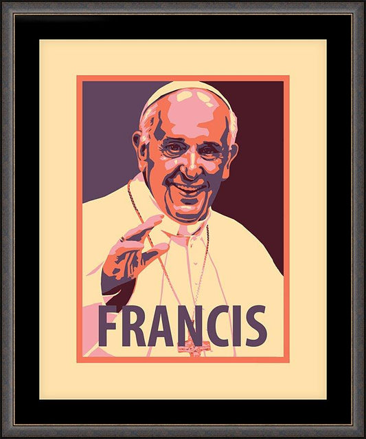 Wall Frame Espresso, Matted - Pope Francis by Julie Lonneman - Trinity Stores