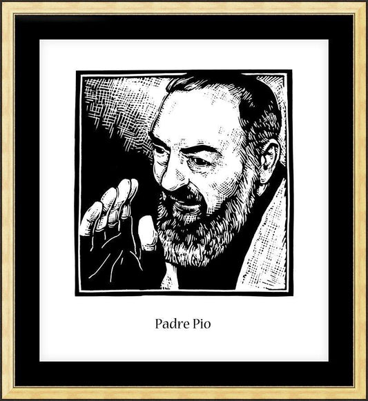 Wall Frame Gold, Matted - St. Padre Pio by J. Lonneman