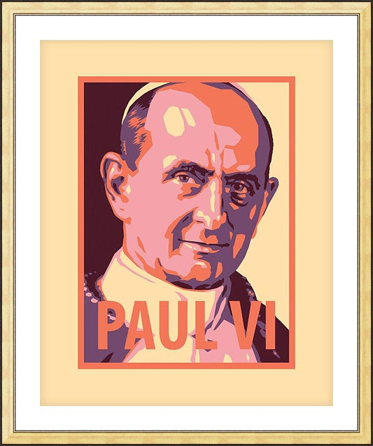 Wall Frame Gold, Matted - St. Paul VI by Julie Lonneman - Trinity Stores