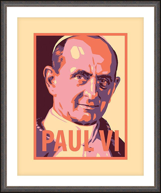 Wall Frame Espresso, Matted - St. Paul VI by Julie Lonneman - Trinity Stores