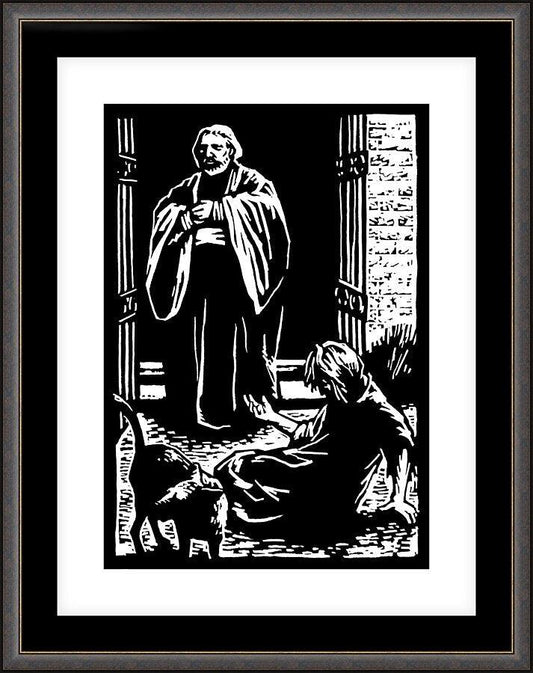 Wall Frame Espresso, Matted - St. Lazarus and Rich Man by Julie Lonneman - Trinity Stores