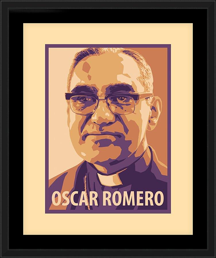 Wall Frame Black, Matted - St. Oscar Romero by Julie Lonneman - Trinity Stores