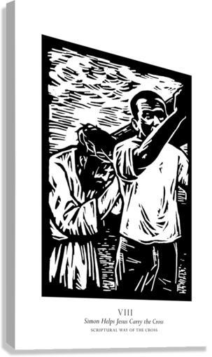 Canvas Print - Scriptural Stations of the Cross 08 - Simon Helps Jesus Carry the Cross by Julie Lonneman - Trinity Stores