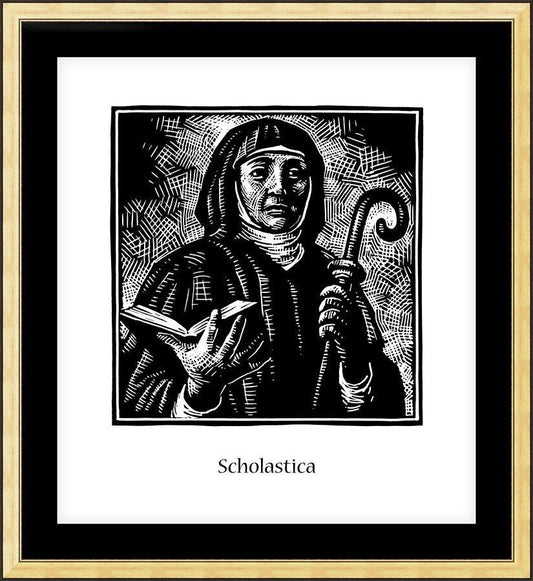 Wall Frame Gold, Matted - St. Scholastica by Julie Lonneman - Trinity Stores