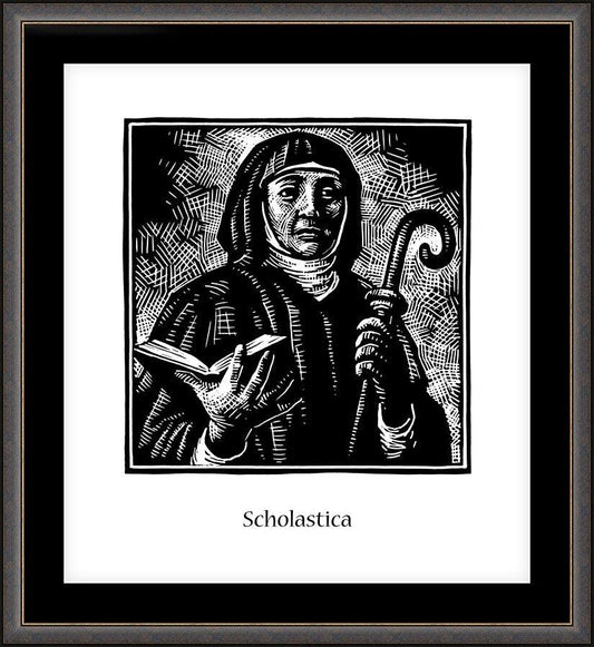 Wall Frame Espresso, Matted - St. Scholastica by Julie Lonneman - Trinity Stores