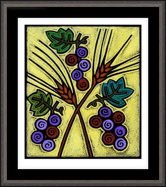 Wall Frame Espresso, Matted - Wheat and Grapes by Julie Lonneman - Trinity Stores