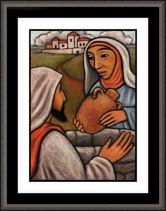 Wall Frame Espresso, Matted - Lent, 3rd Sunday - Woman at the Well by Julie Lonneman - Trinity Stores