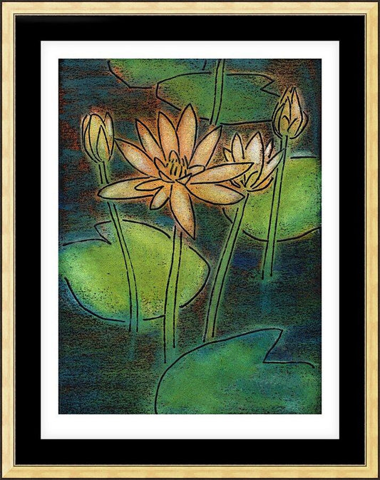 Wall Frame Gold, Matted - Waterlilies by Julie Lonneman - Trinity Stores