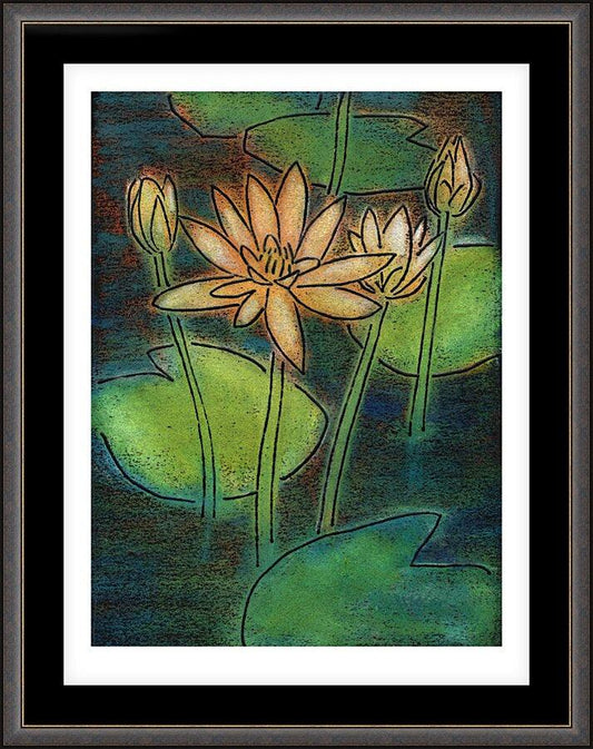 Wall Frame Espresso, Matted - Waterlilies by Julie Lonneman - Trinity Stores