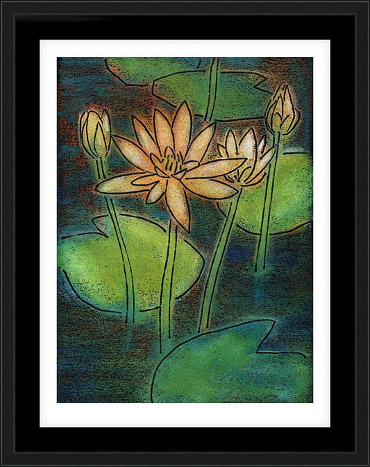 Wall Frame Black, Matted - Waterlilies by Julie Lonneman - Trinity Stores
