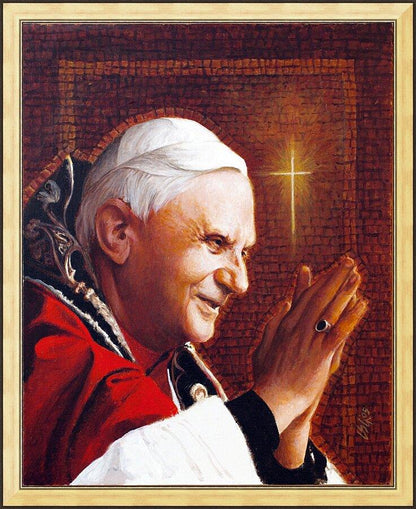 Wall Frame Gold - Pope Benedict XVI by Louis Glanzman - Trinity Stores