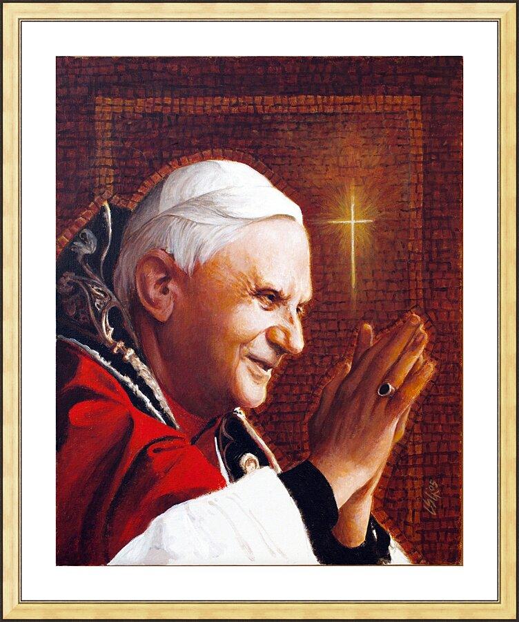 Wall Frame Gold, Matted - Pope Benedict XVI by Louis Glanzman - Trinity Stores