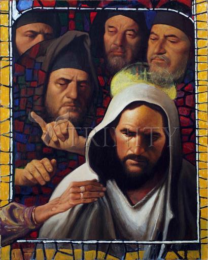 Wall Frame Black, Matted - Jesus' Foes by Louis Glanzman - Trinity Stores