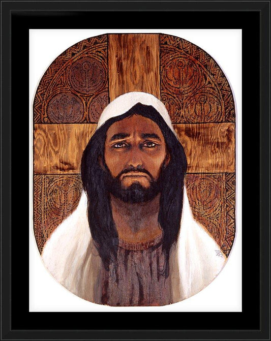 Wall Frame Black, Matted - Jesus by Louis Glanzman - Trinity Stores