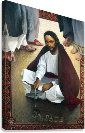 Canvas Print - Jesus Writing In The Sand by Louis Glanzman - Trinity Stores