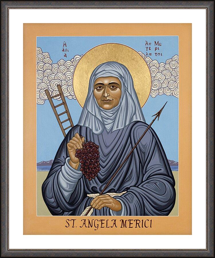Wall Frame Espresso, Matted - St. Angela Merici by Lewis Williams, OFS - Trinity Stores