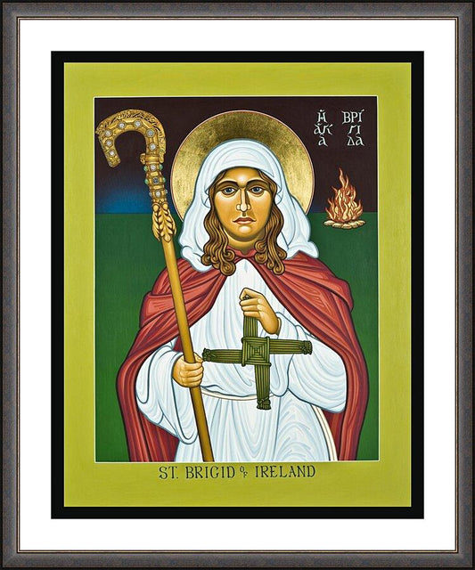 Wall Frame Espresso, Matted - St. Brigid of Ireland by Lewis Williams, OFS - Trinity Stores