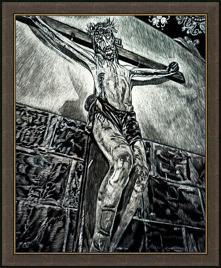 Wall Frame Espresso - Crucifix, Coricancha, Peru by Lewis Williams, OFS - Trinity Stores
