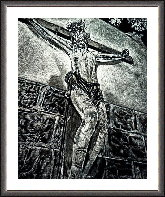 Wall Frame Espresso, Matted - Crucifix, Coricancha, Peru by Lewis Williams, OFS - Trinity Stores