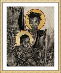 Wall Frame Gold - Christmas Madonna - Haiti by L. Williams