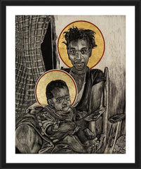 Wall Frame Black - Christmas Madonna - Haiti by L. Williams