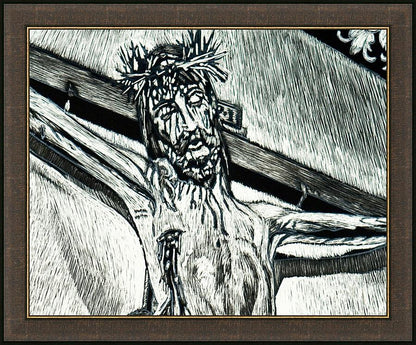 Wall Frame Espresso - Crucifix, Coricancha Peru: "I Thirst" by Lewis Williams, OFS - Trinity Stores